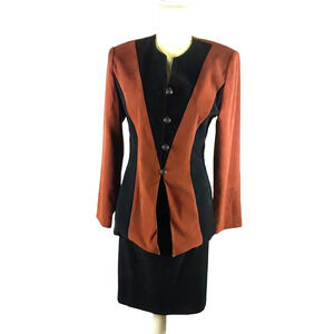 Vintage D.L. Summers Women's Size 6 Skirt Suit Faux Suede Rust Brown Black